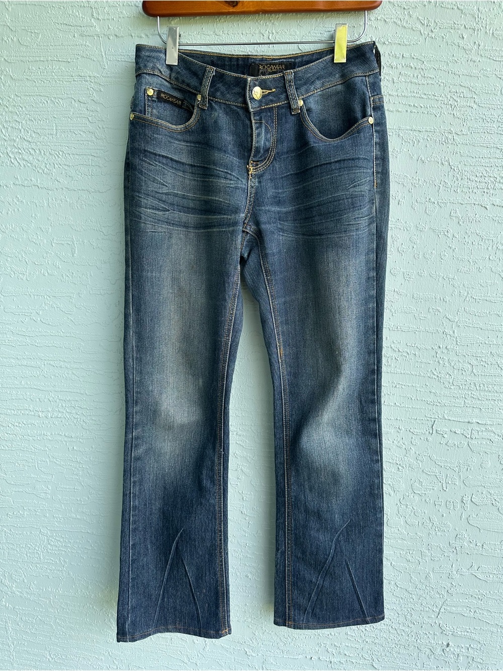 Rocawear bootcut jeans gold embroidered size 5